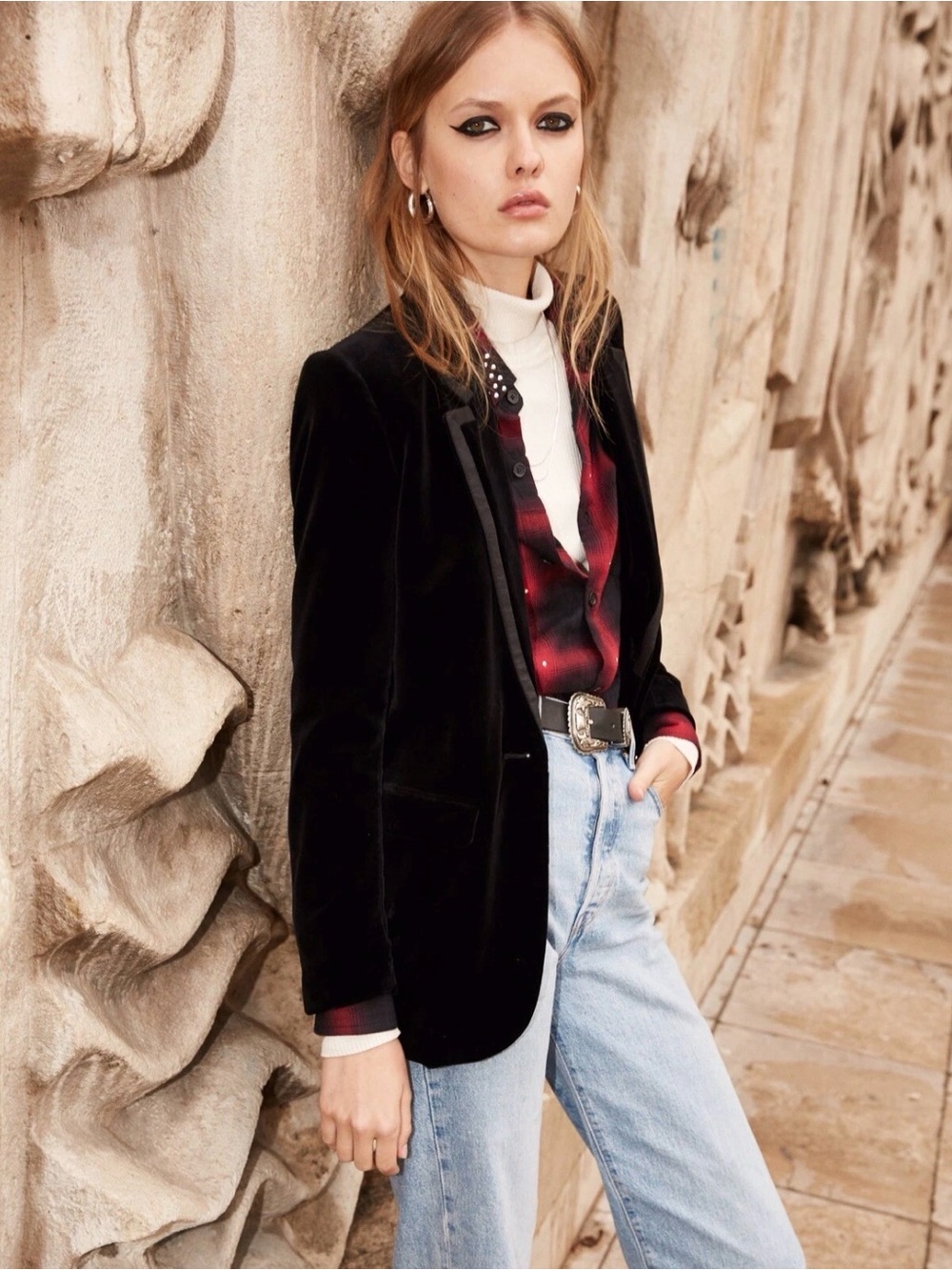 The Kooples Paris Stretch Velvet Blazer